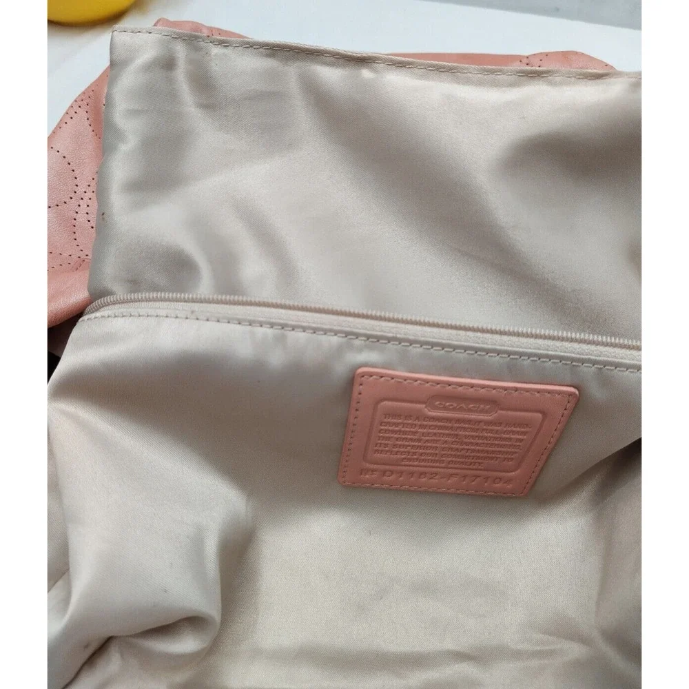 Coach Signature Petal Pink Leather Zipper Closure Crossbody Bag
